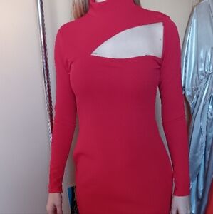 Elegant Red Long Sleeve Dress